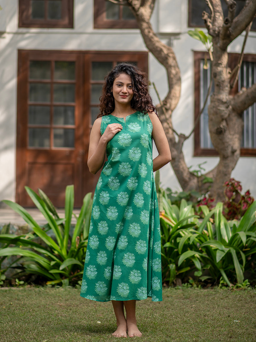 Martina Dress  : Gulab Green Voile