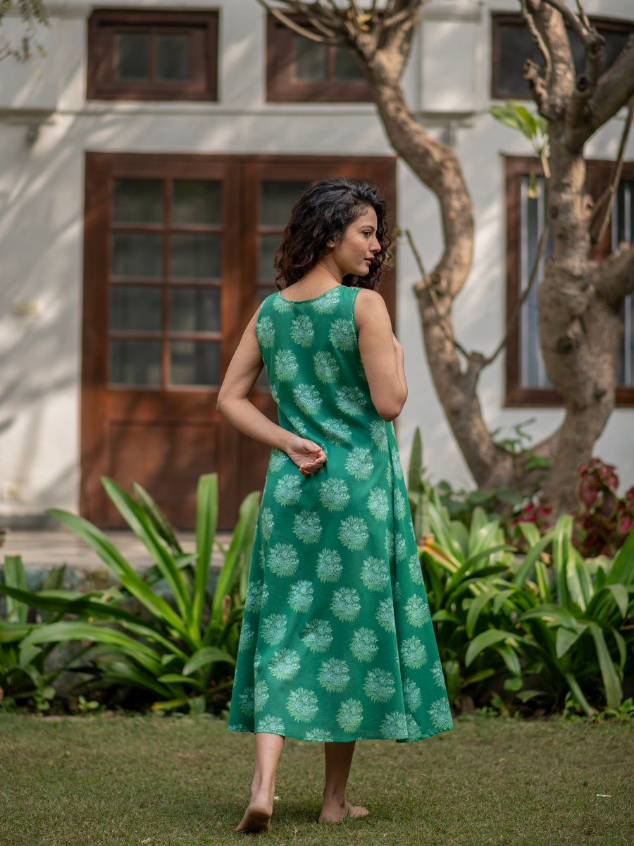 Martina Dress  : Gulab Green Voile