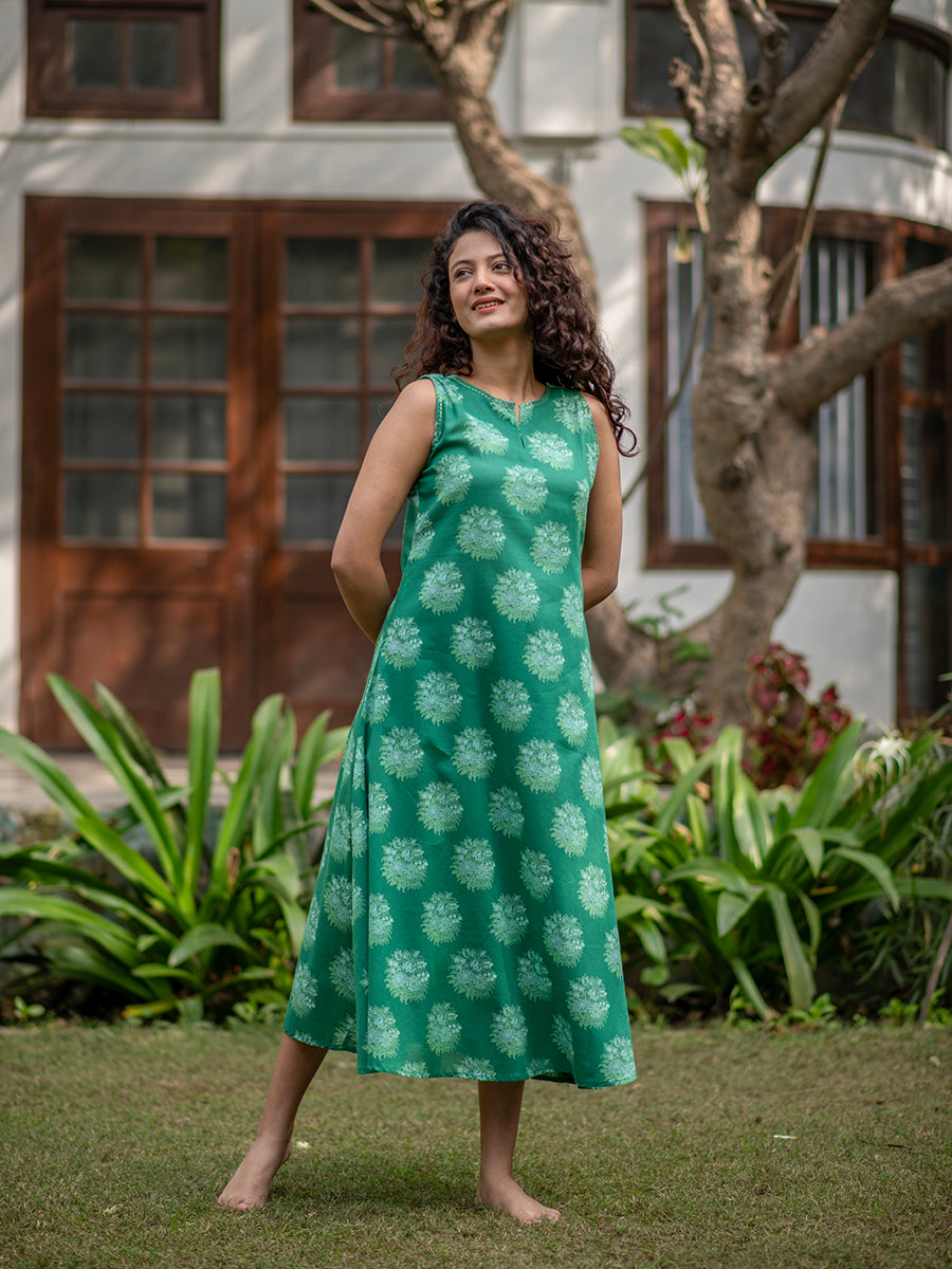 Martina Dress  : Gulab Green Voile