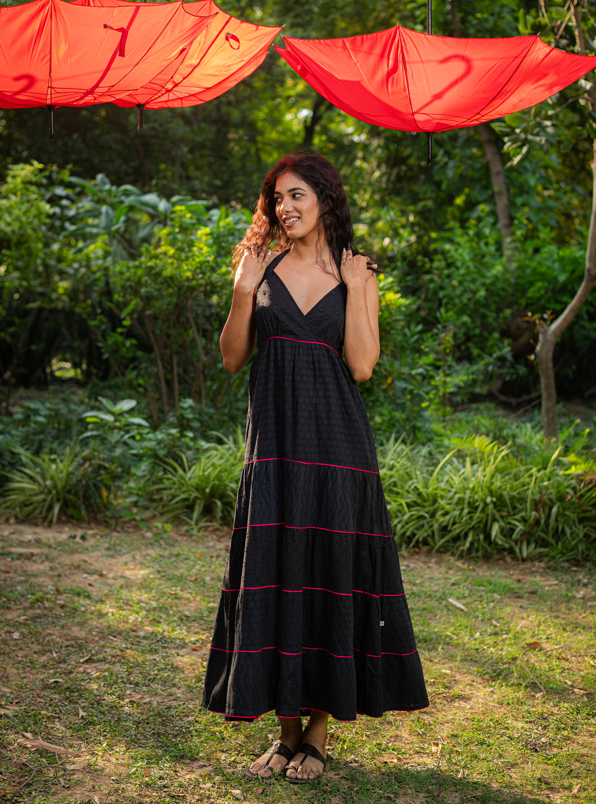 Halter Maxi : Solid Black Cutwork
