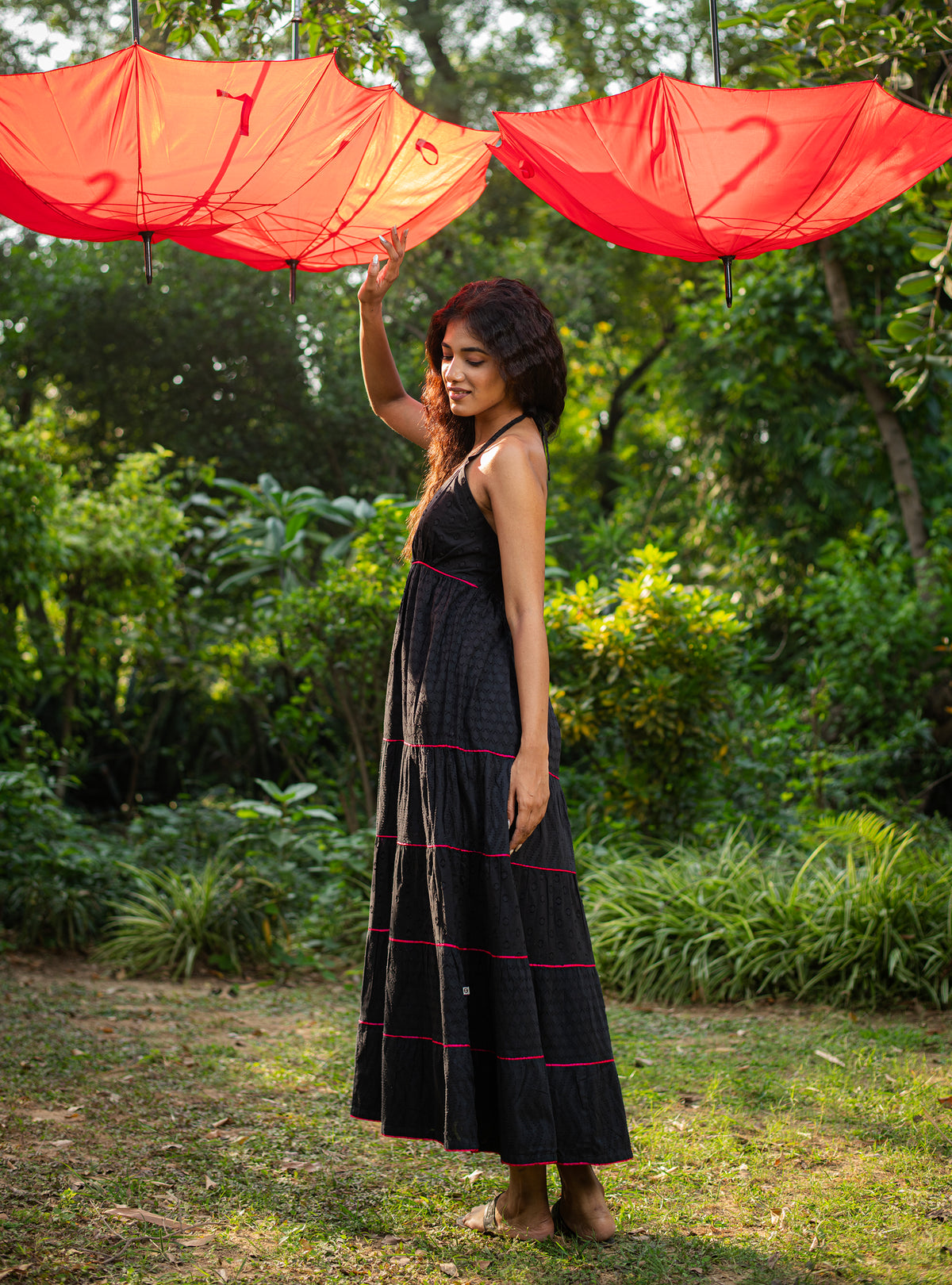 Halter Maxi : Solid Black Cutwork