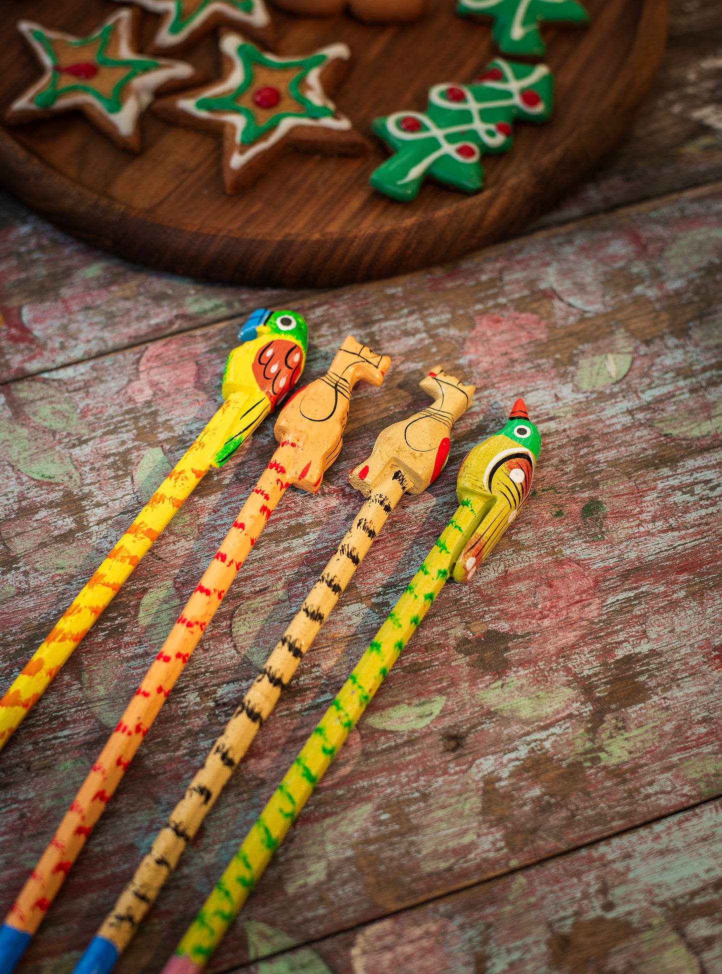 Handpainted Pencil :  Multi Wooden