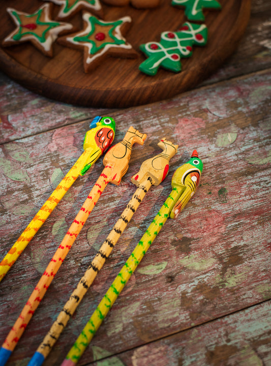 Handpainted Pencil :  Multi Wooden
