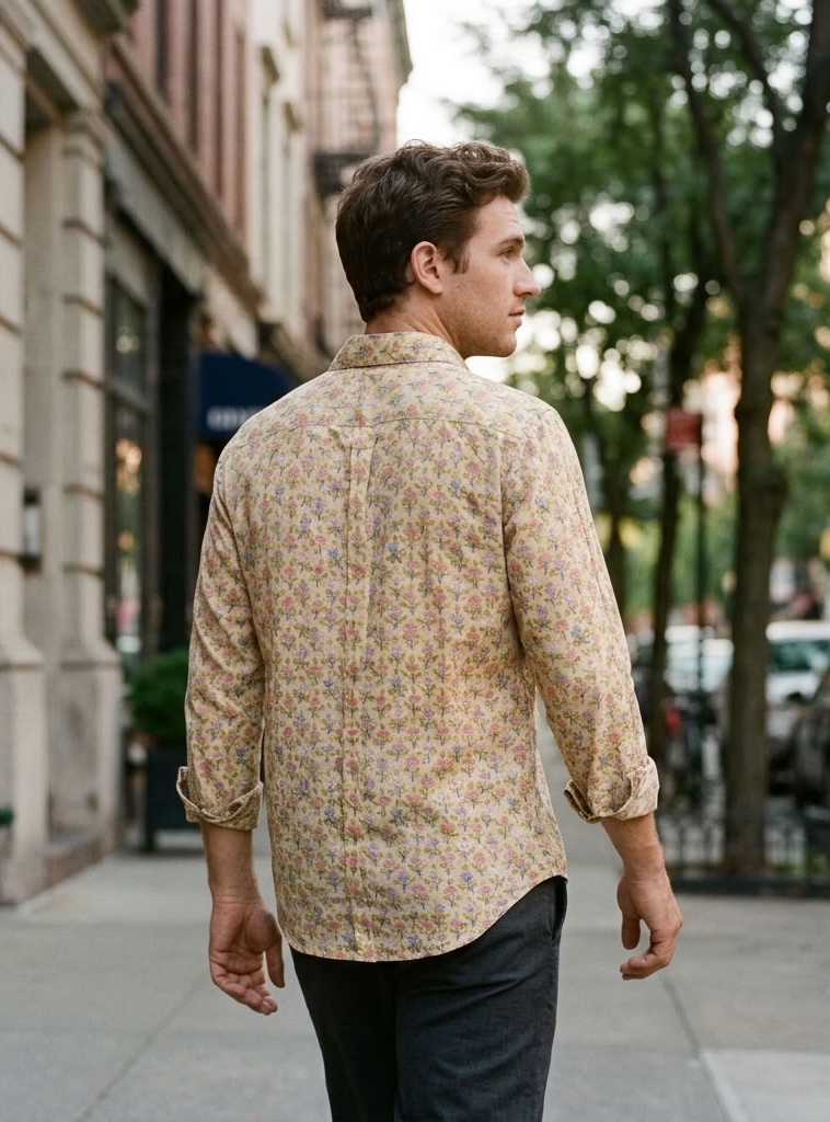 Hangout Shirt Full Sleeves : Eden Beige Voile