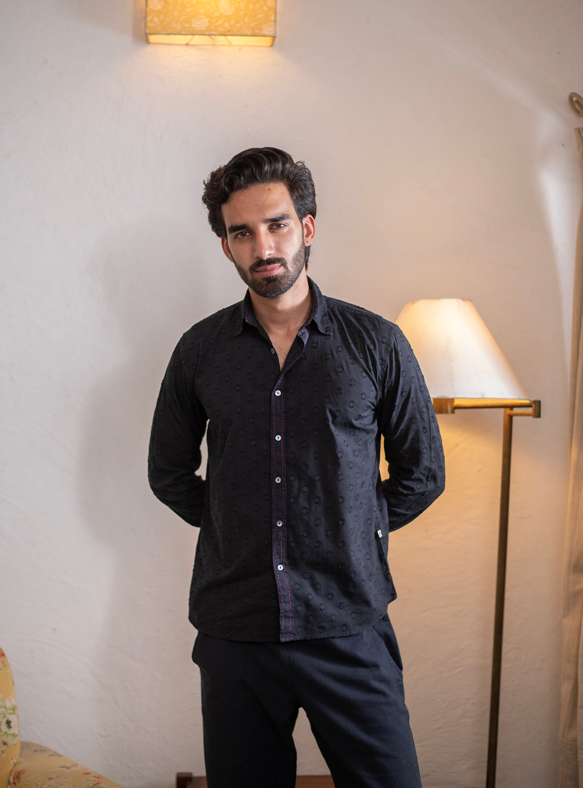 Hangout Shirt : Solid Black Cutwork