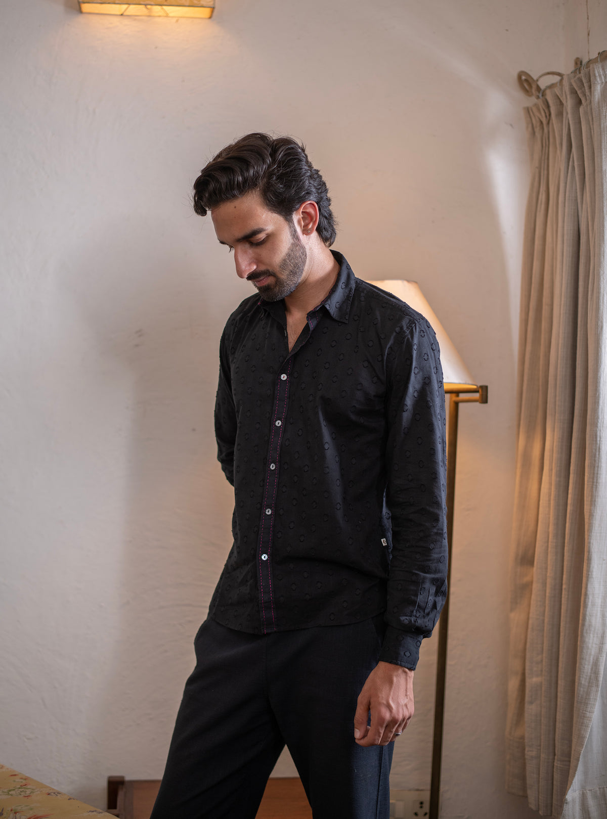 Hangout Shirt : Solid Black Cutwork