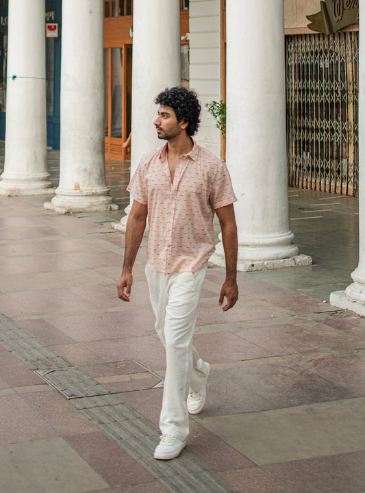 Hangout Shirt Half Sleeves : Kasni Blush Voile