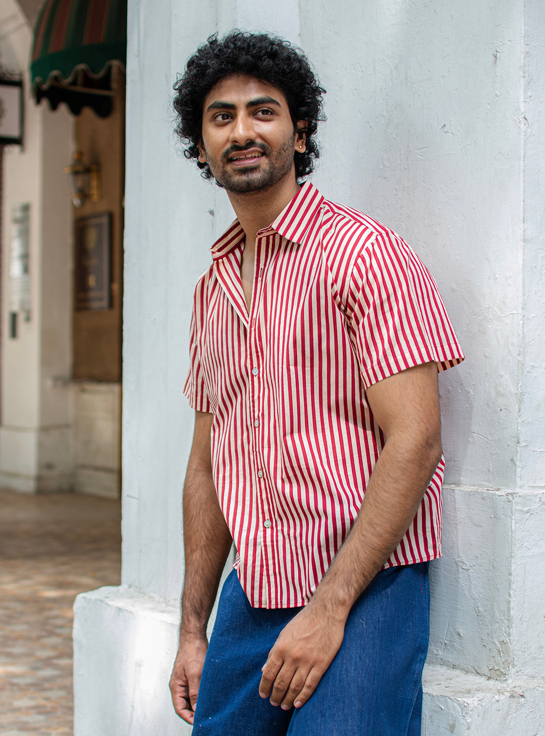 Hangout Shirt : Sheru Stripe Maroon Voile