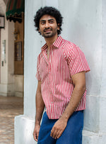 Hangout Shirt : Sheru Stripe Maroon Voile