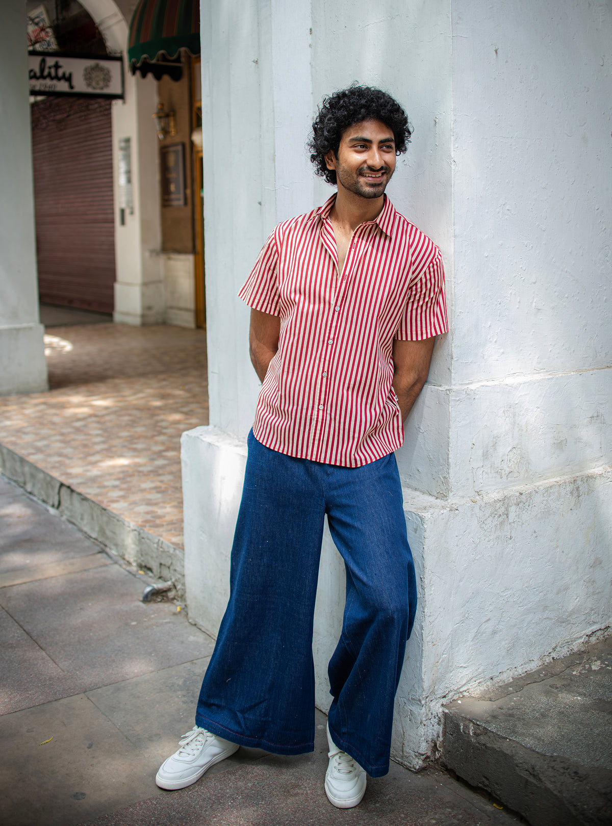 Hangout Shirt : Sheru Stripe Maroon Voile