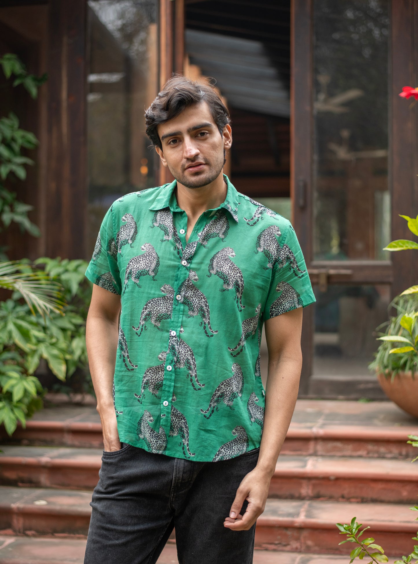 Hangout Shirt : Leopard Green Voile