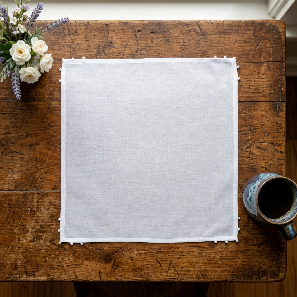 Hanky Embroidery : Knots White Voile