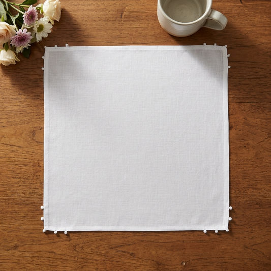 Hanky Embroidery : Knots White Voile