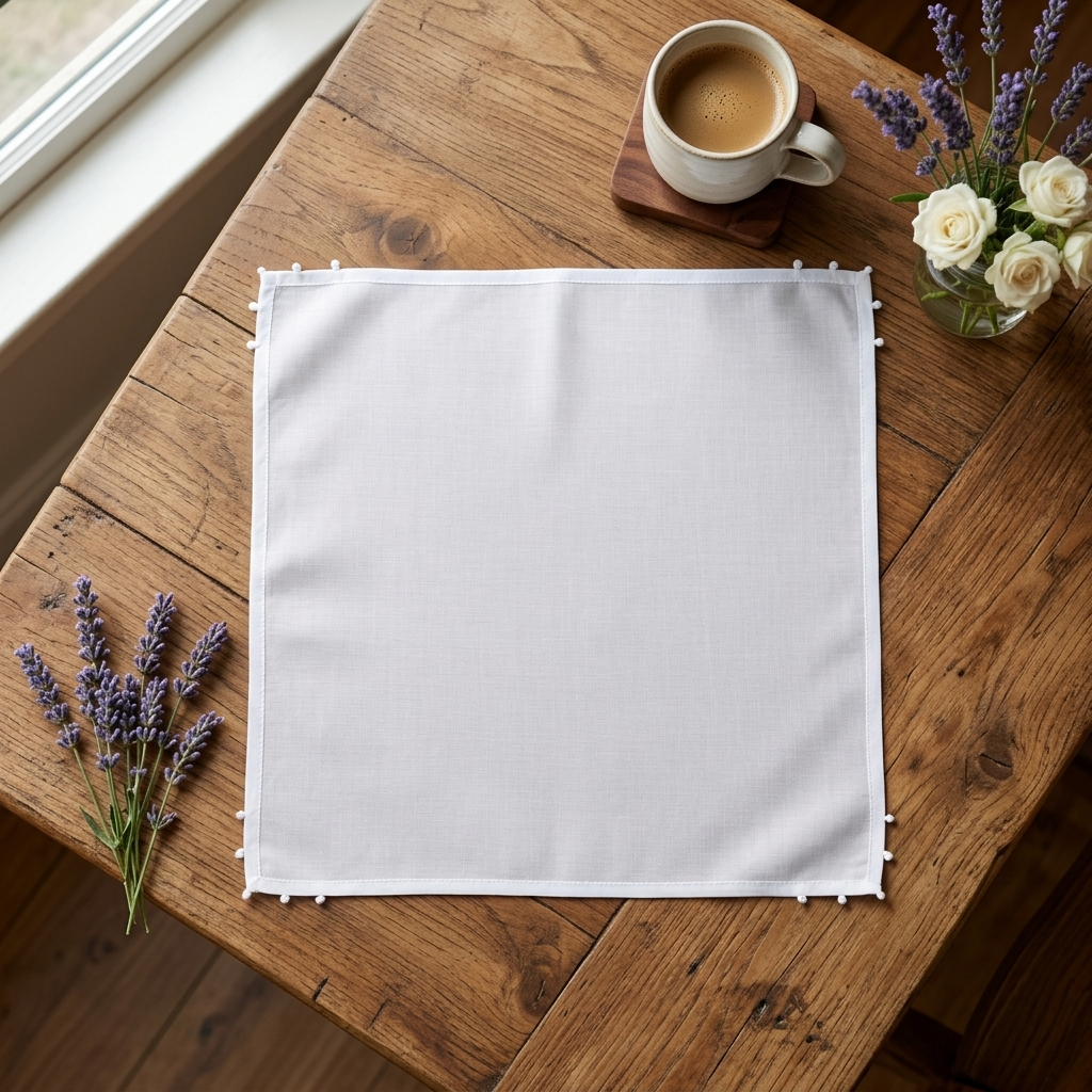 Hanky Embroidery : Knots White Voile