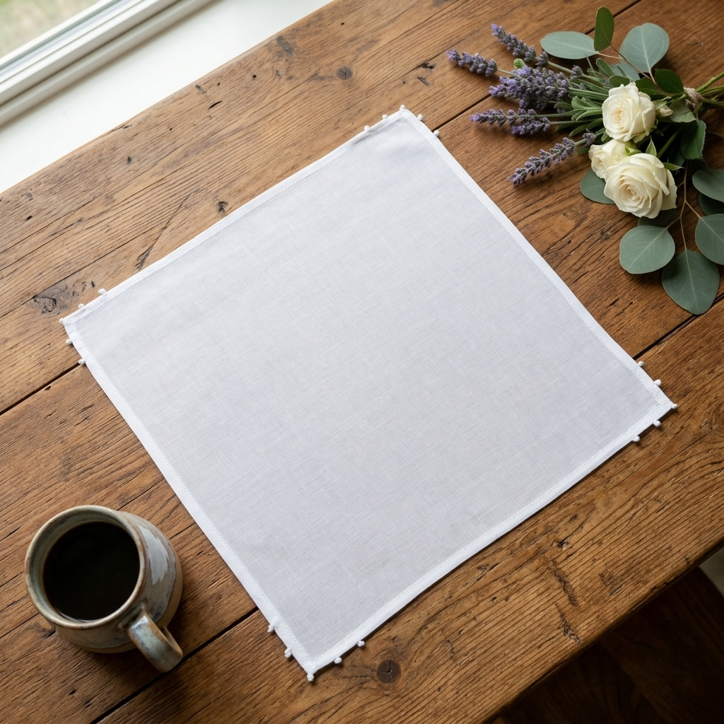 Hanky Embroidery : Knots White Voile