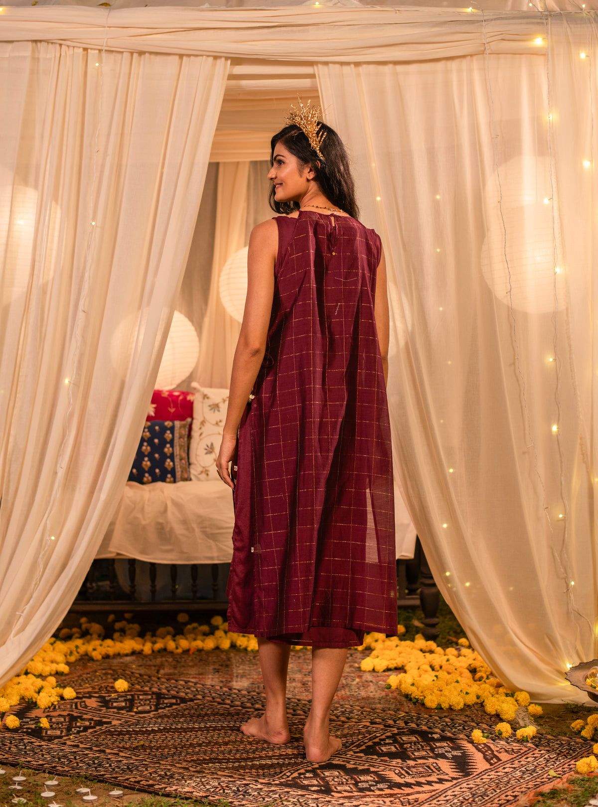 Over Dress :  Burgandy Maheshwari