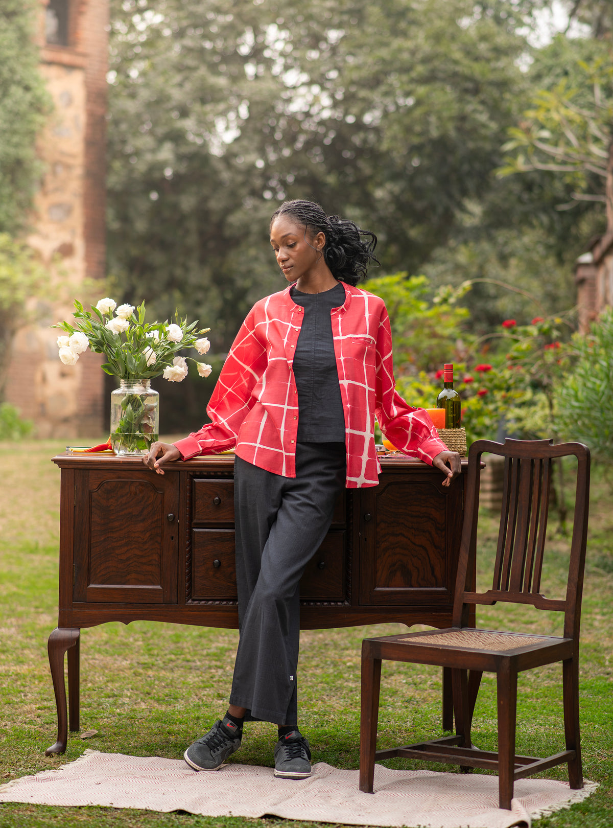 Hamlet Shirt : Tie Dye Square Red Voile