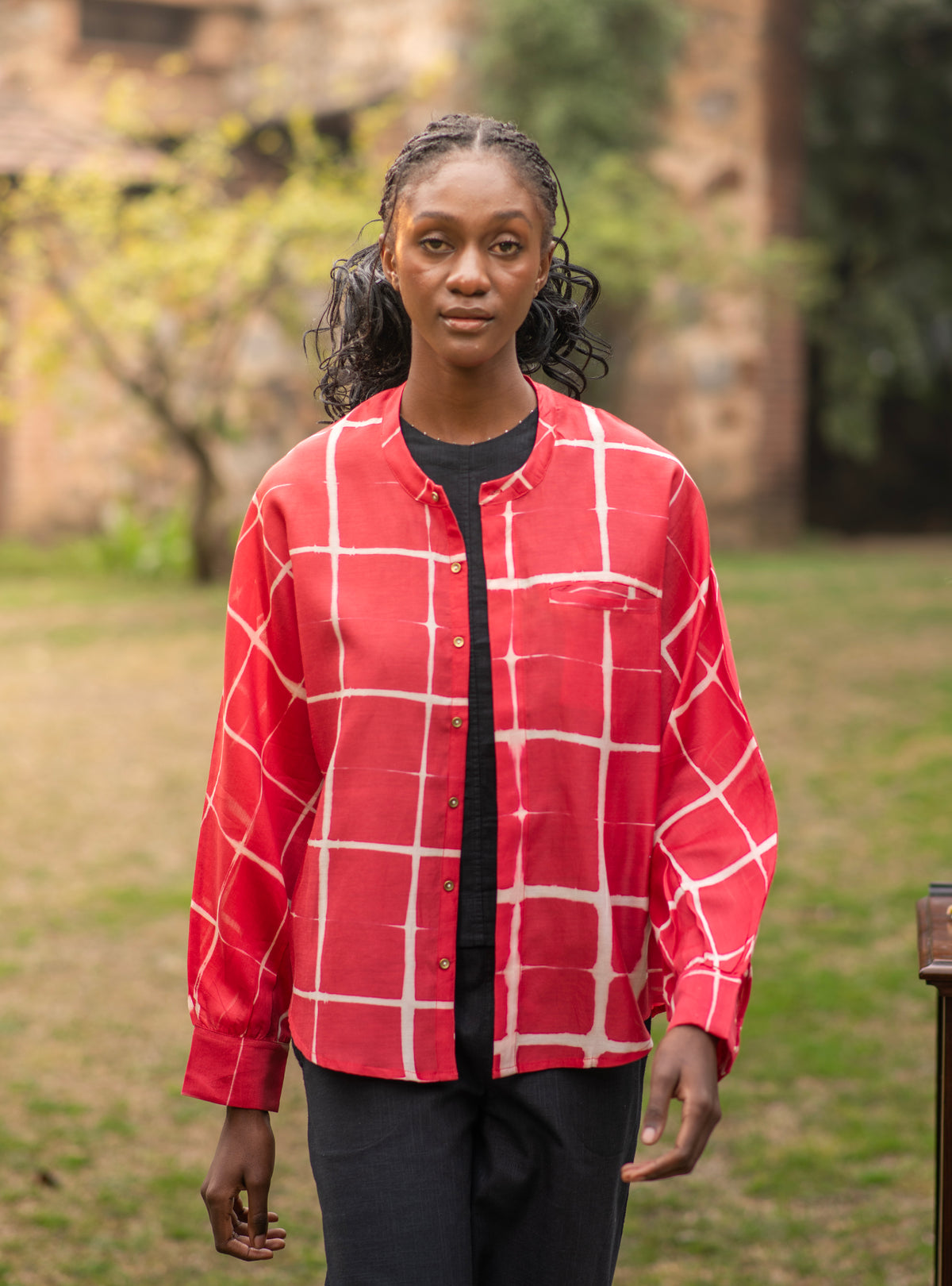 Hamlet Shirt : Tie Dye Square Red Voile