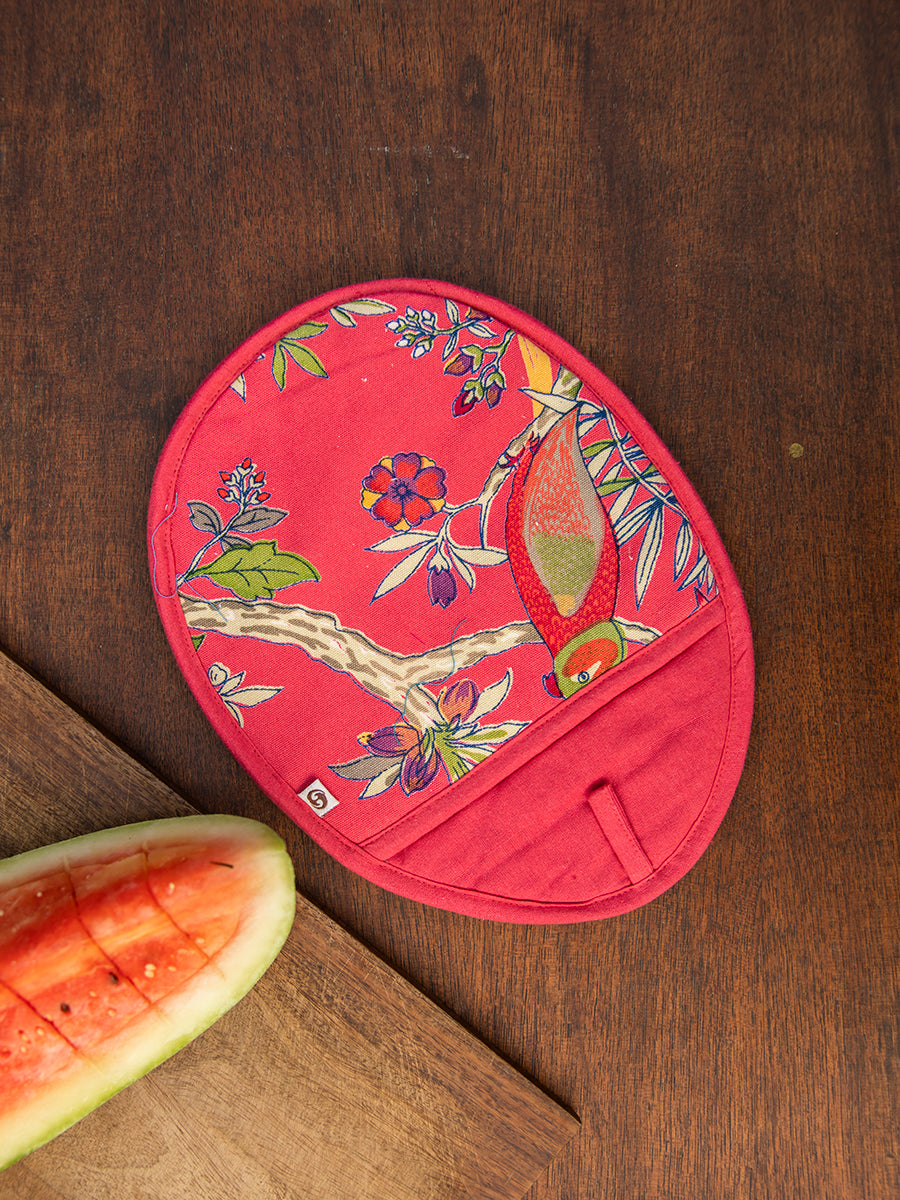 Printed Hot Pad : Bird Coral Canvas