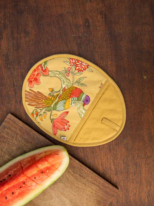 Printed Hot Pad : Bird Yellow Canvas