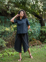 Hyun Shirt :  Solid  Black Slub