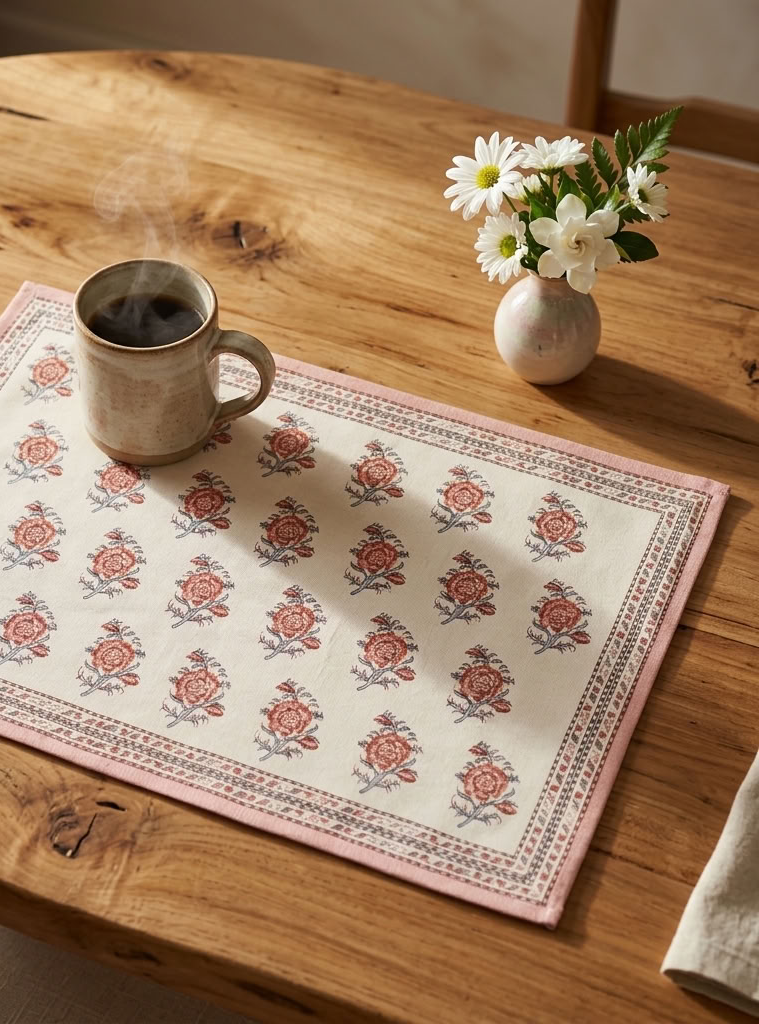 Printed Placemat Set of 2 : Indian Rose Canvas