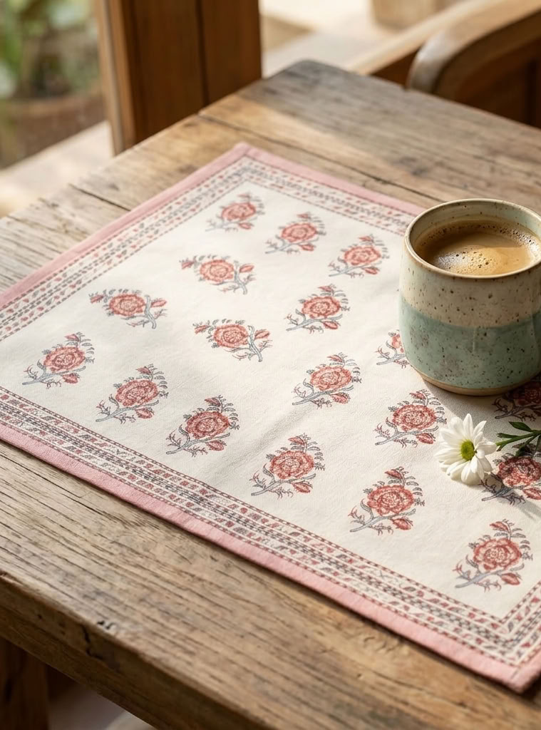 Printed Placemat Set of 2 : Indian Rose Canvas