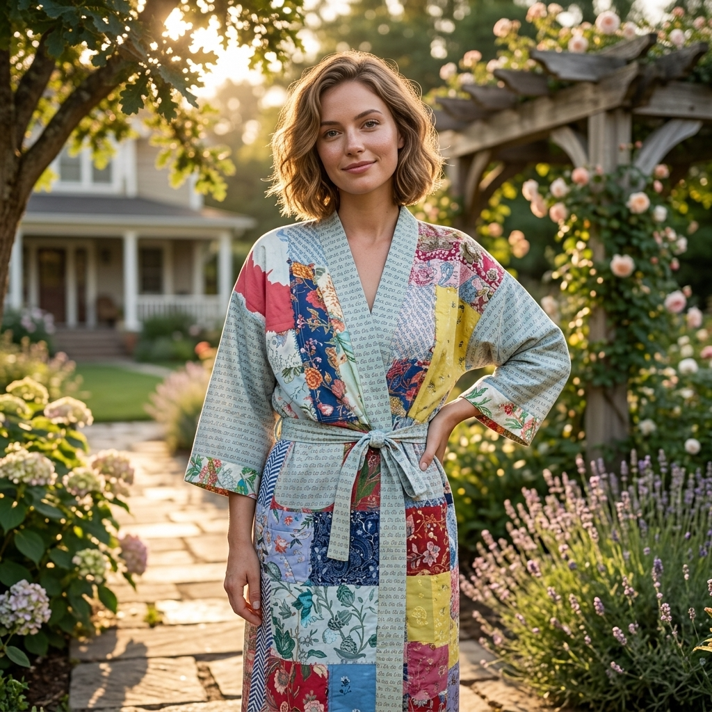 Joy Kimono Patchwork  :   Kamal Booti  Mint  Voile