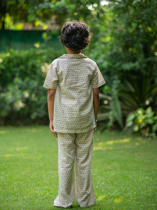 Kids Angad PJ Set  : Kamal Booti Ivory