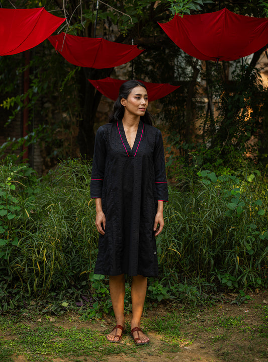 Kanan Dress : Solid Black Cutwork