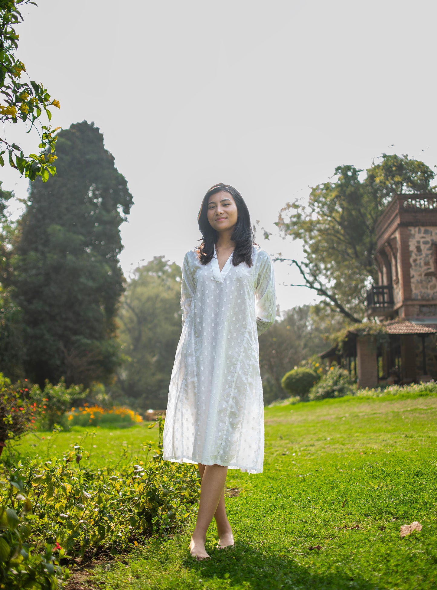 Kanan Kurta : Solid White : Cutwork