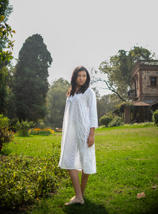 Kanan Kurta : Solid White : Cutwork