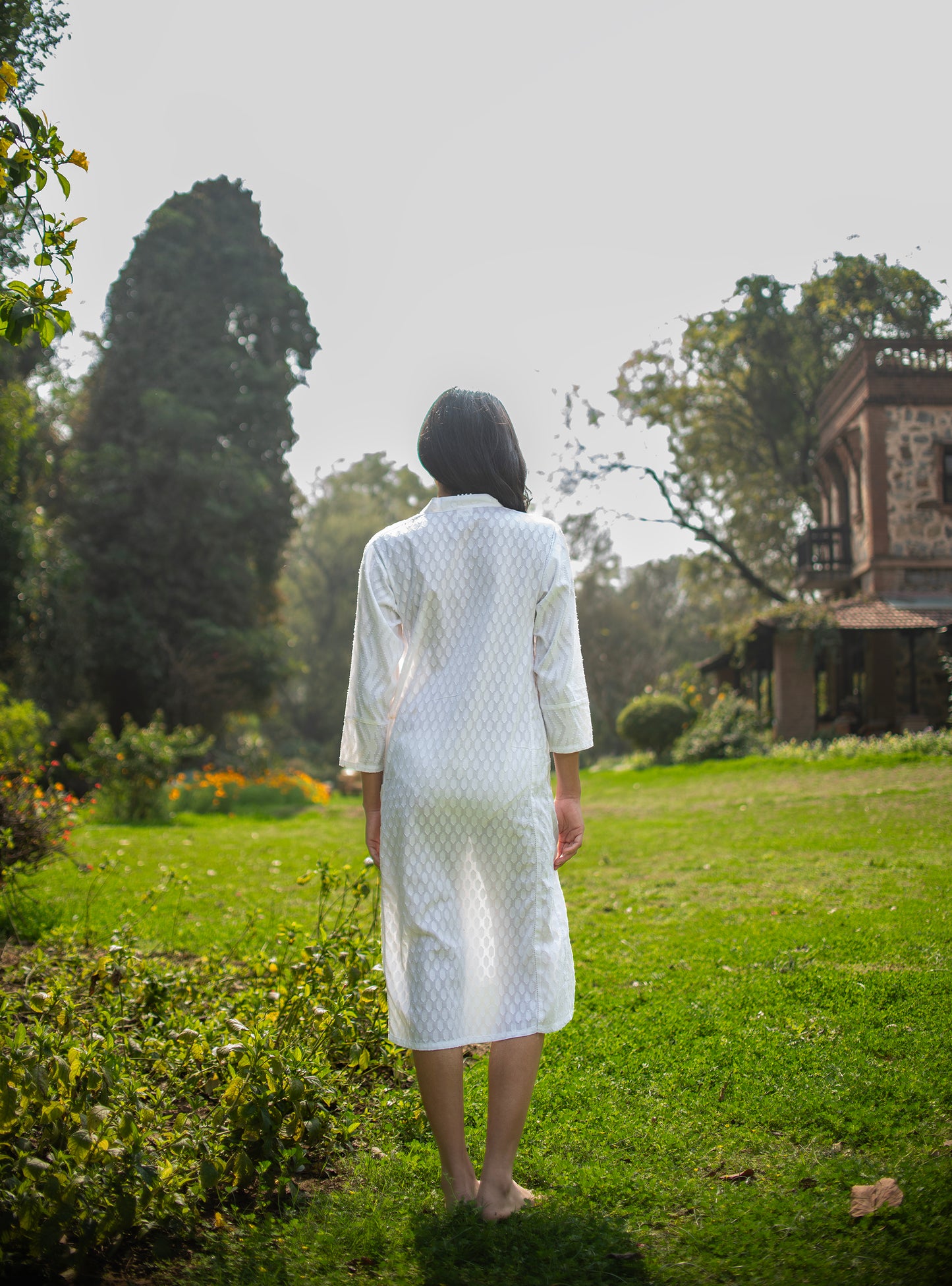 Kanan Kurta : Solid White : Cutwork