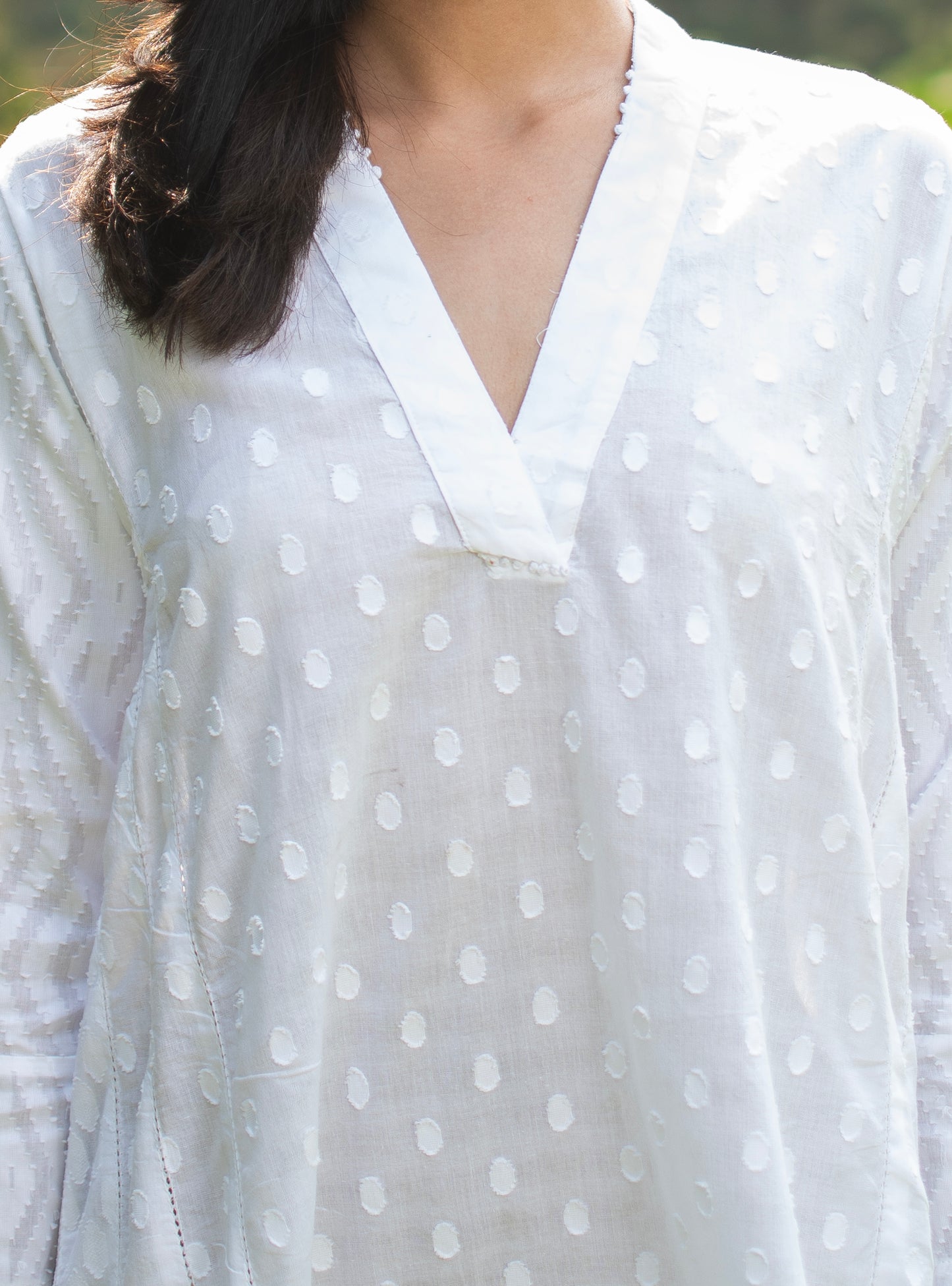 Kanan Kurta : Solid White : Cutwork