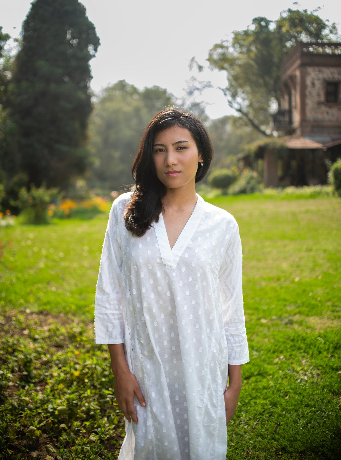 Kanan Kurta : Solid White : Cutwork