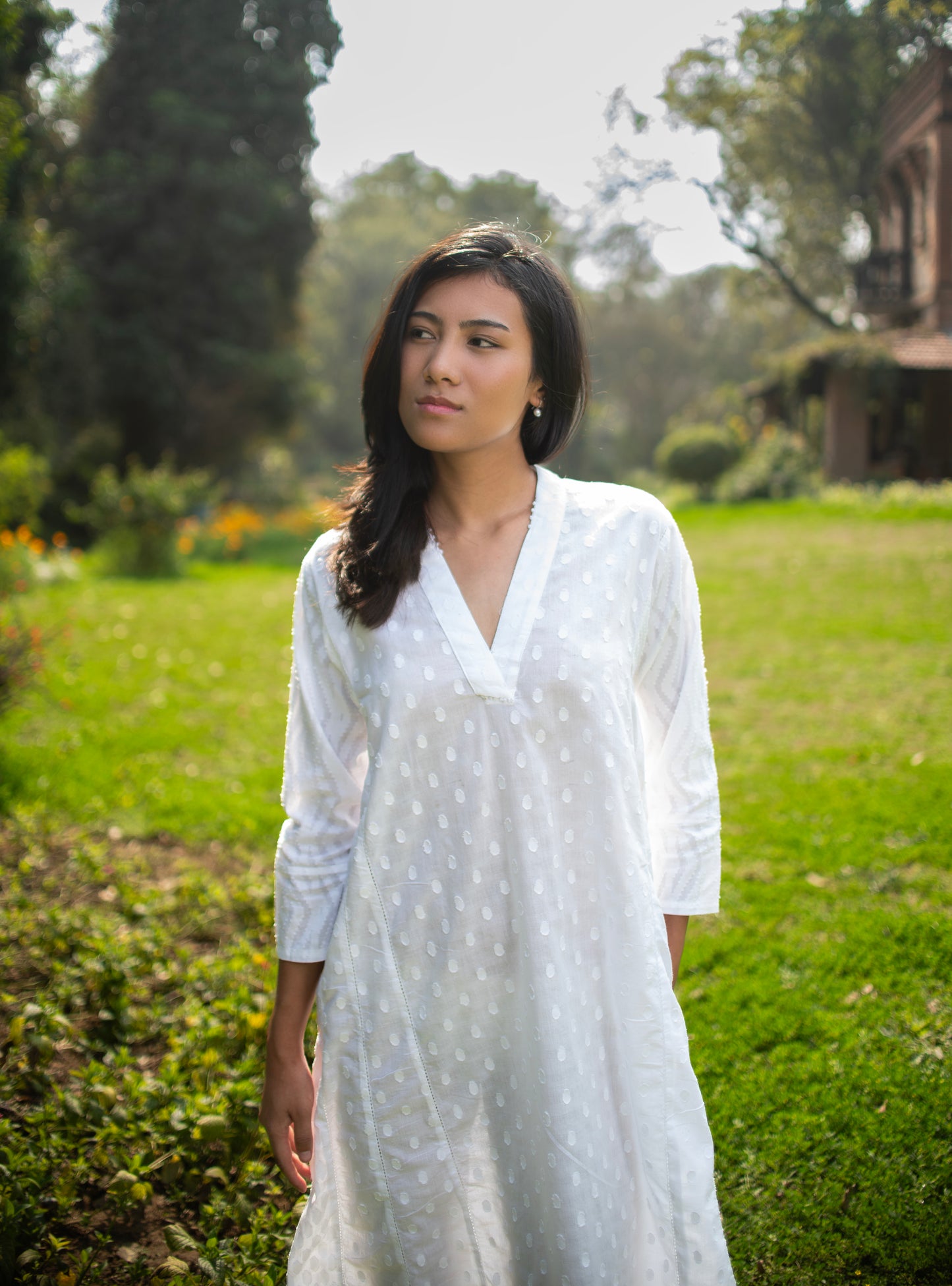Kanan Kurta : Solid White : Cutwork