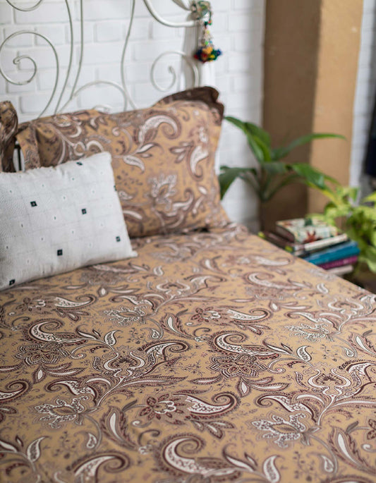 Printed Bed Cover Extra Border: Kashmir	Bronze Sheeting