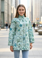 Kerala Quilted Coat : Aqua
