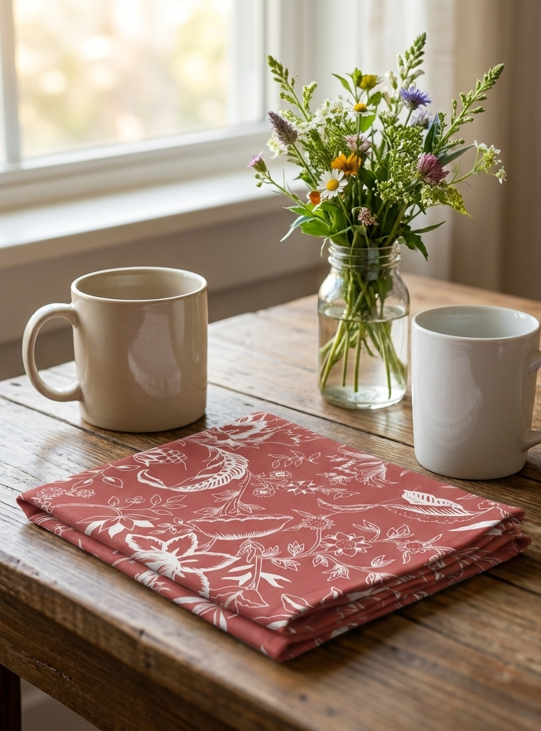 Block Printed Napkin Set of 2 : Kerala Rust