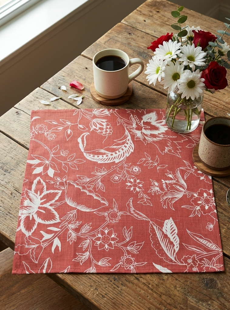 Block Printed Napkin Set of 2 : Kerala Rust