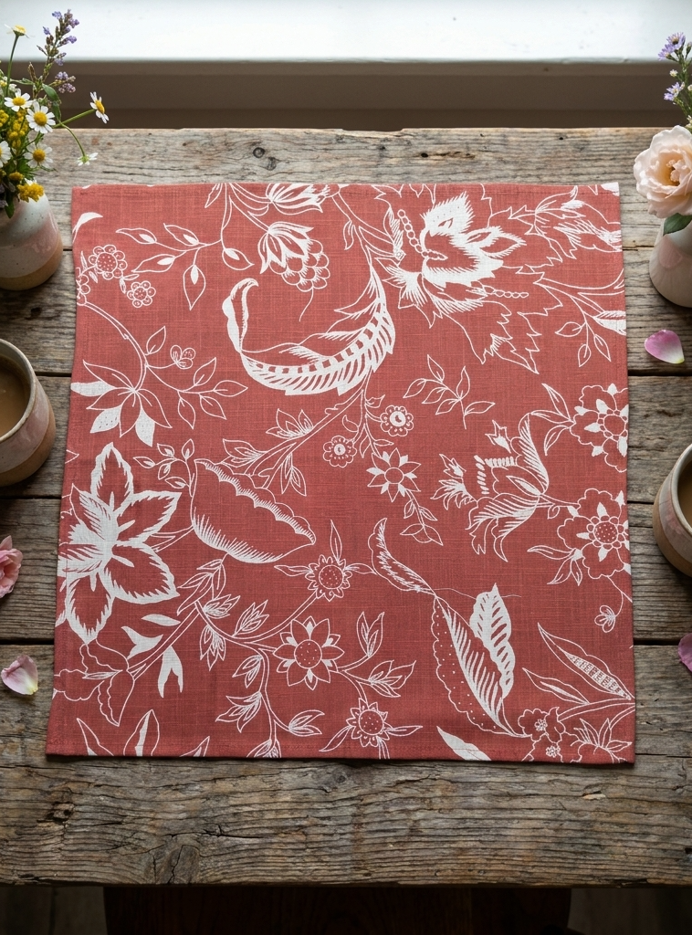 Block Printed Napkin Set of 2 : Kerala Rust