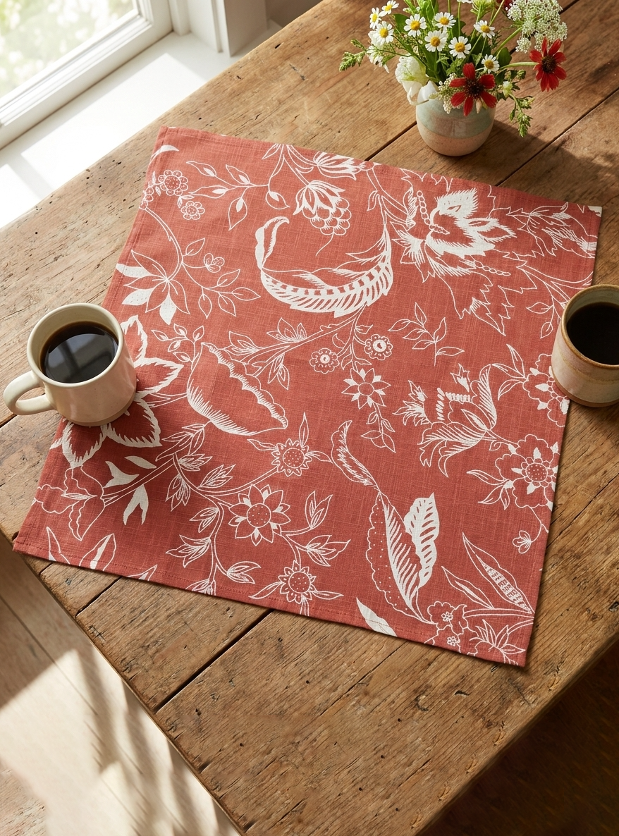 Block Printed Napkin Set of 2 : Kerala Rust