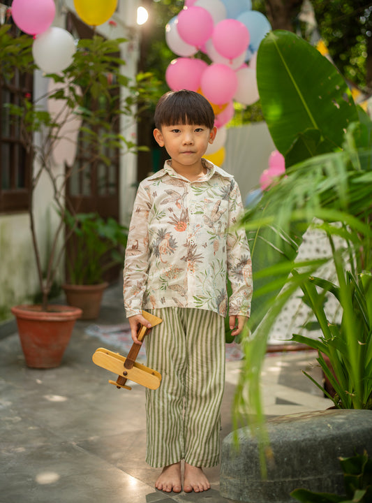 Kids Angad Shirt Full Sleeves : Ubud | Cream Voile