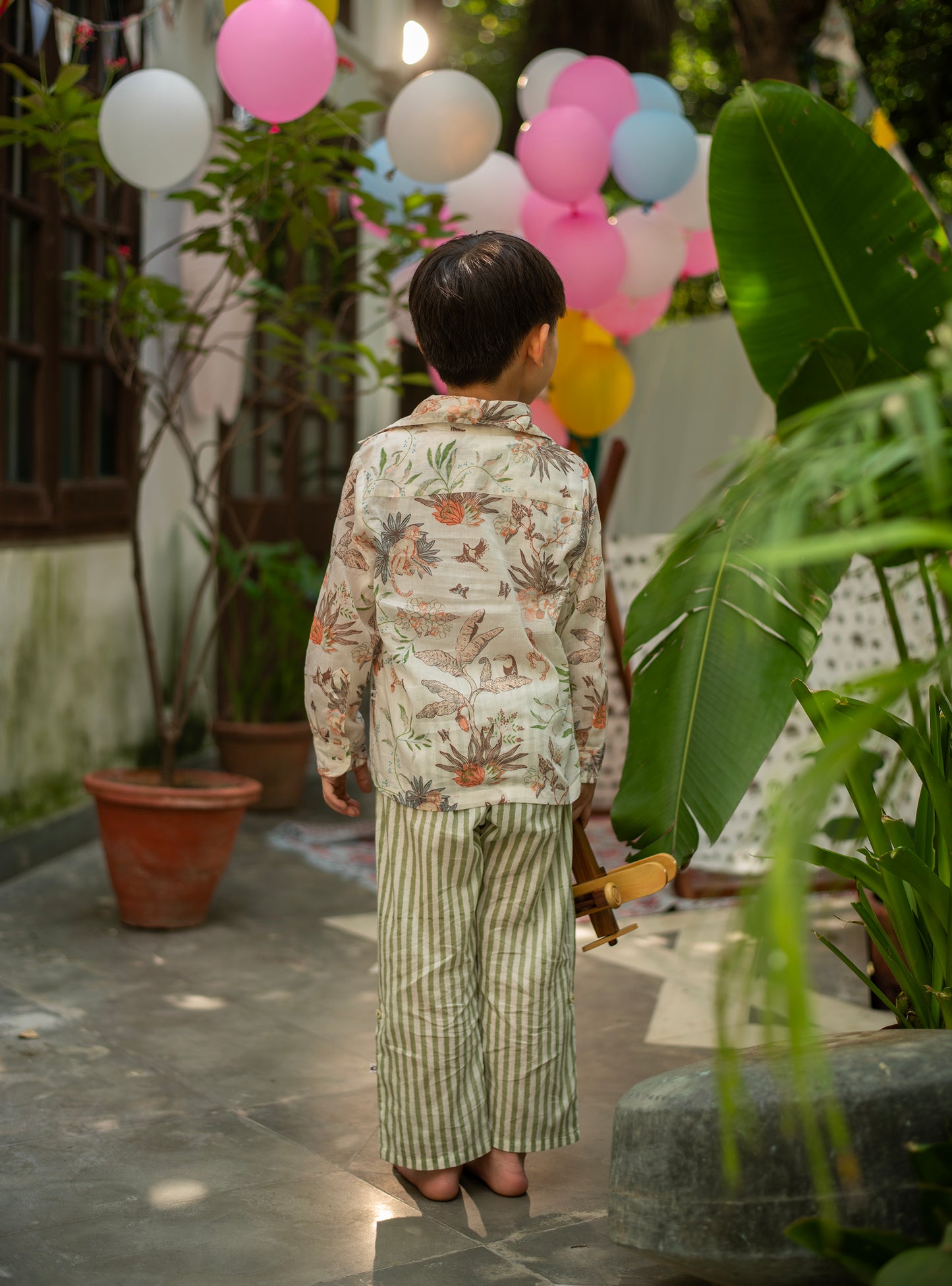 Kids Angad Shirt Full Sleeves : Ubud | Cream Voile