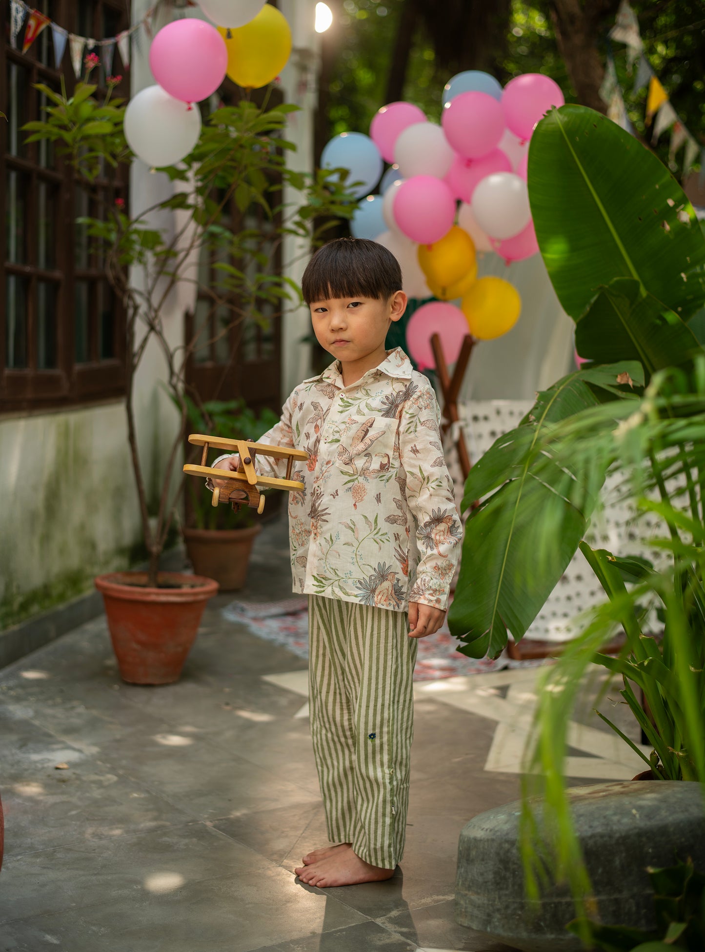 Kids Angad Shirt Full Sleeves : Ubud | Cream Voile