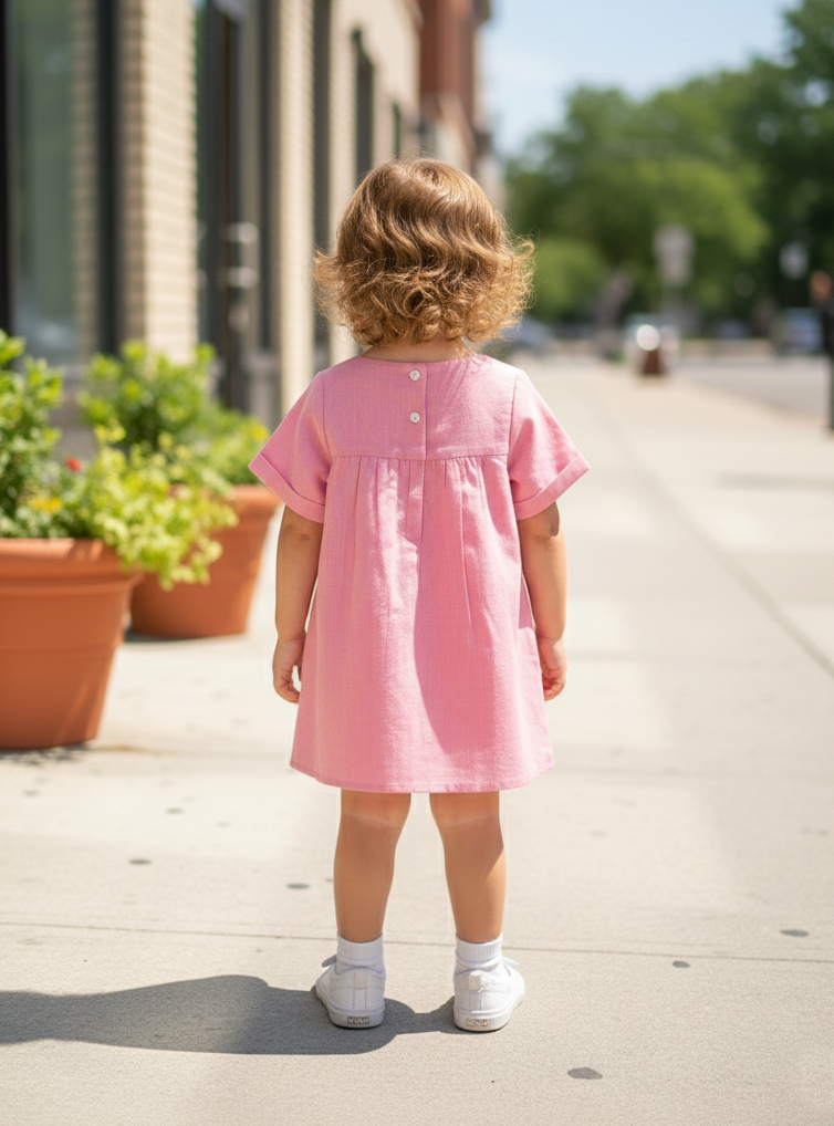 Kids Claire Dress : Slub Dusty Rose
