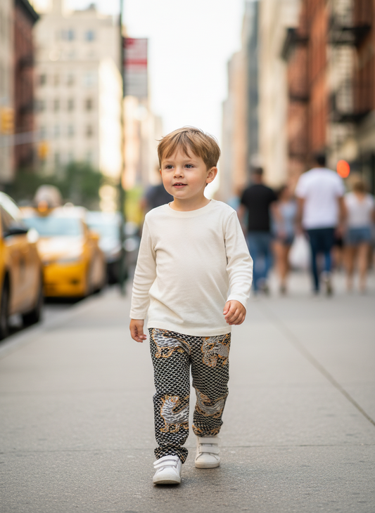 Kids Flouncy Pant : Tiger Black Voile