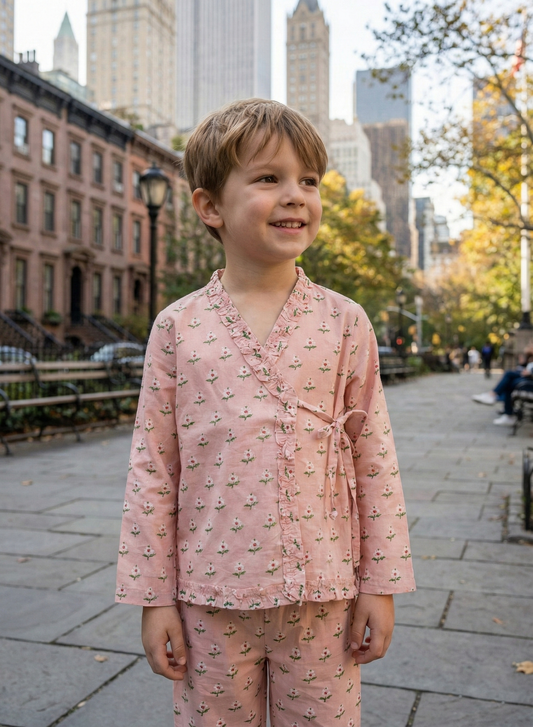 Kids Wrap Pj Set : Kasni Blush Voile