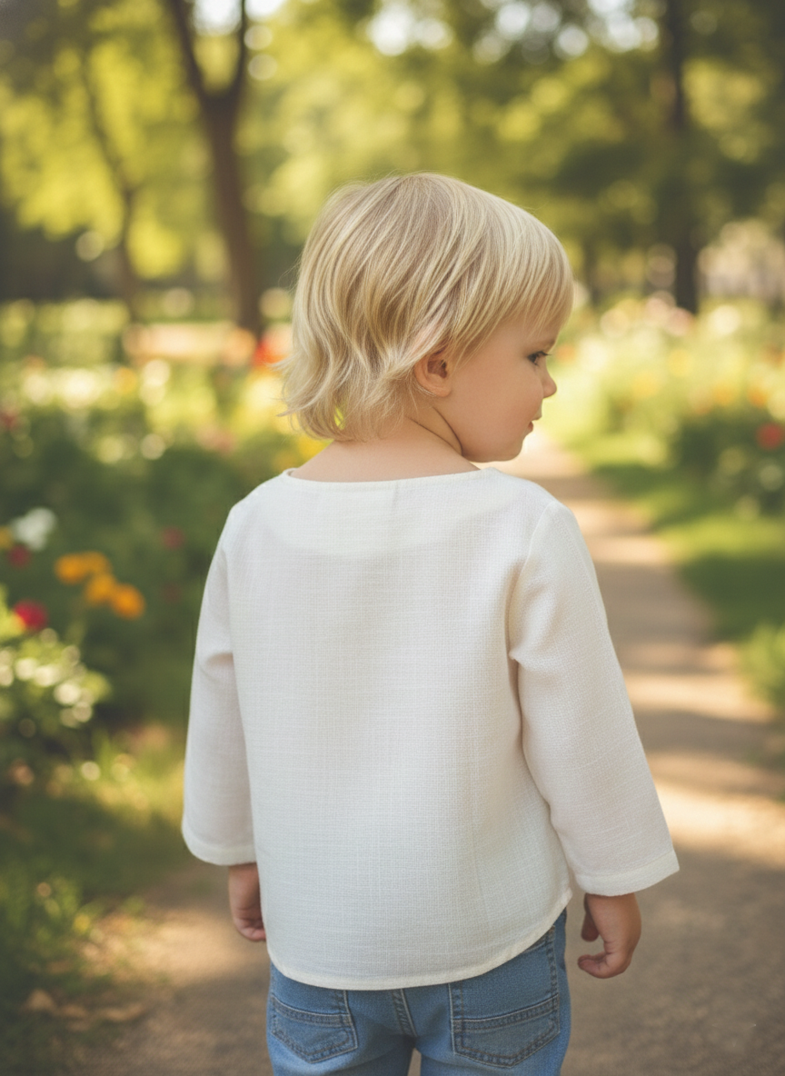 Kids Boat Neck Top : White