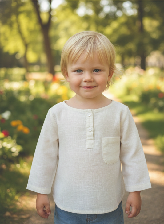 Kids Boat Neck Top : White